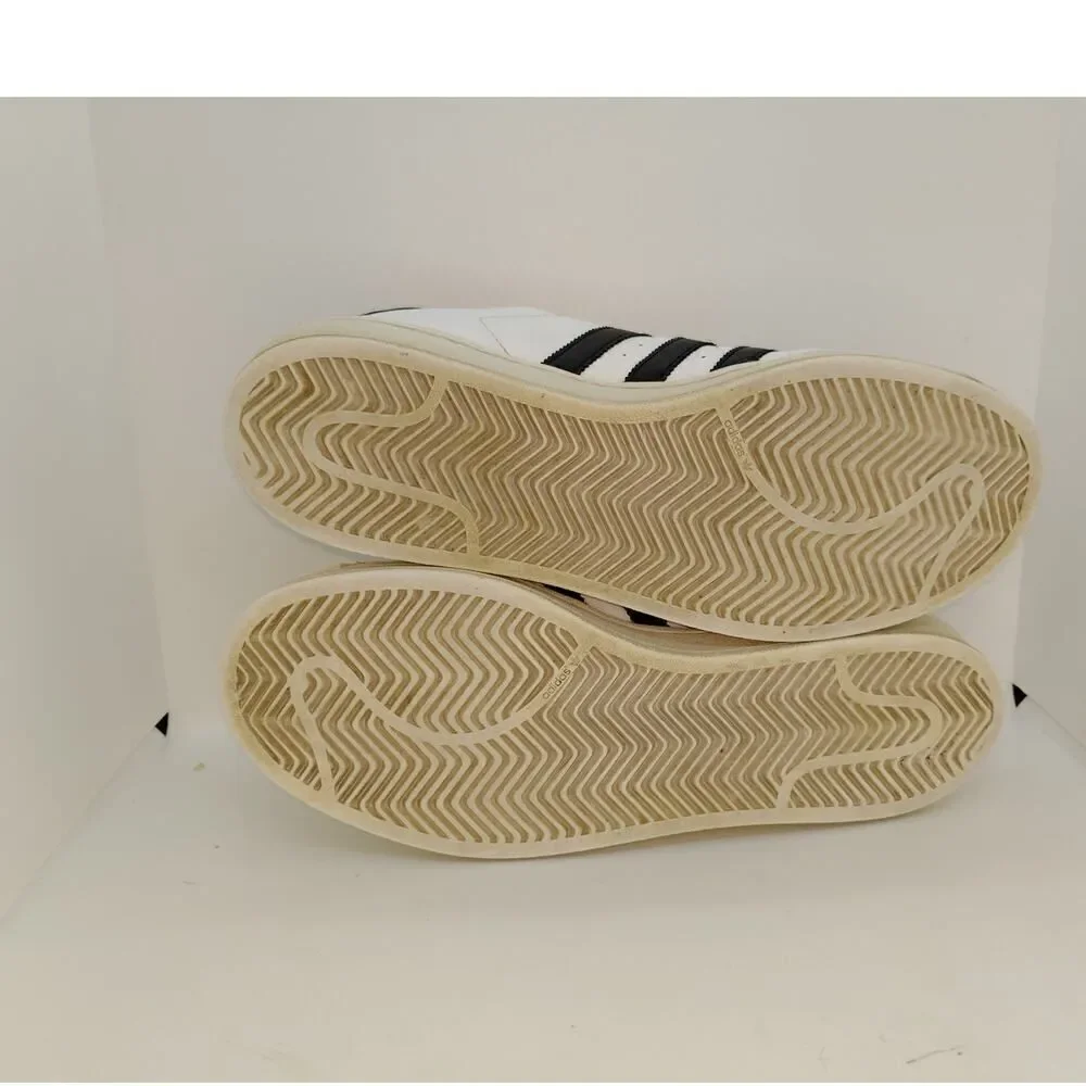 Adidas Super Star Mens Pre-owned White w/Black Striped Sneakers - sz. 11